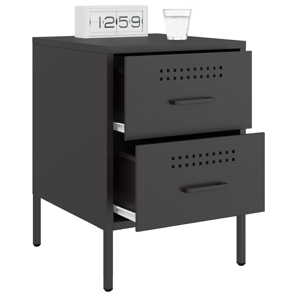 Nightstands 2 Pcs Black 36 X 39 X 50.5 Cm Steel