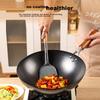 Jincun Wok Iron Pan Lightweight Stir-Fry Pan Without Coating Rust-Resistant Traditional Round Bottom Non-Stick Pan for Home Use 34cm