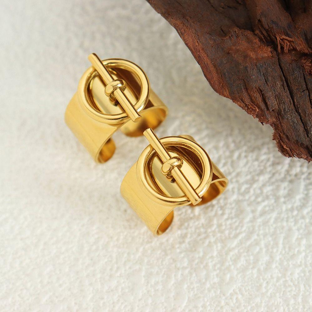 Gift Stainless Steel Jewelry Accessories Open Rings Women Jewelry Finger Buckle Geometric Rings