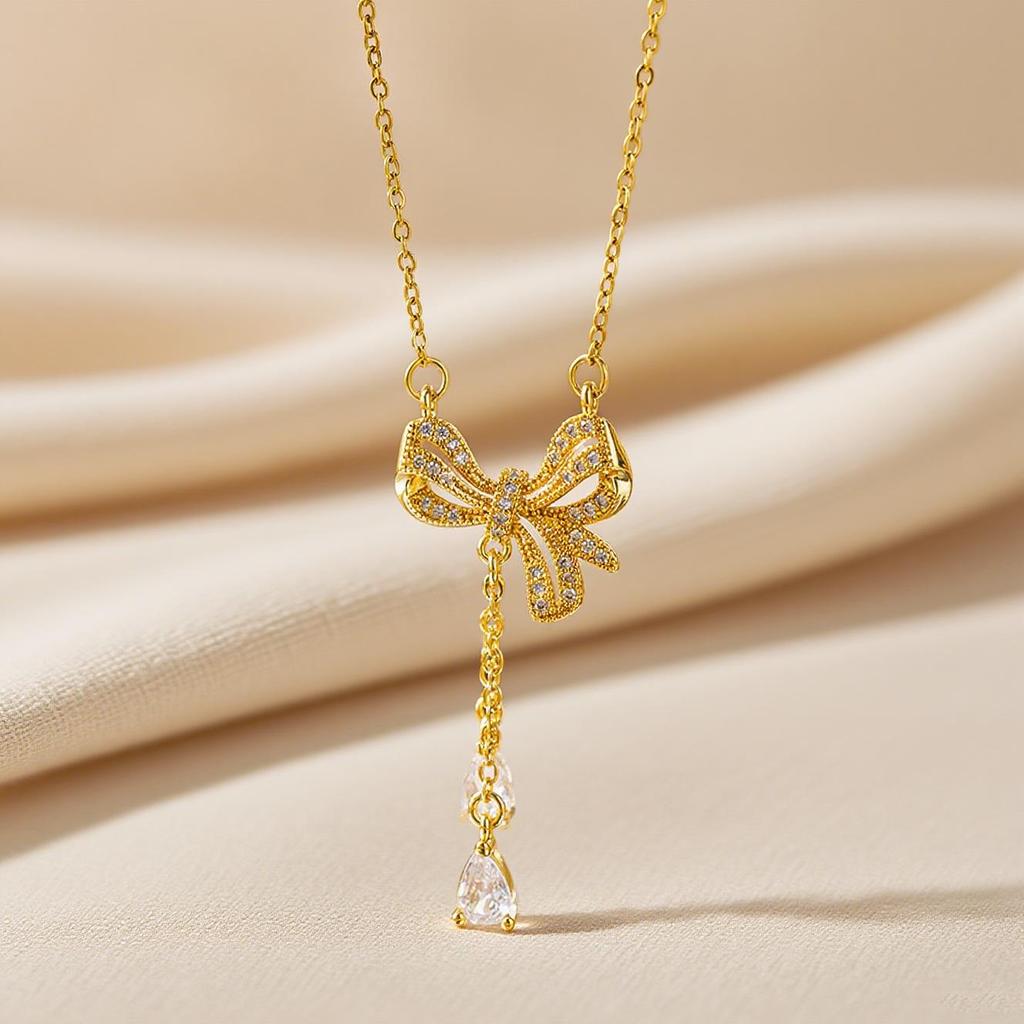 Elegant Light Luxury Zircon Necklace for Women - Gold-Plated, Simple Clavicle Chain