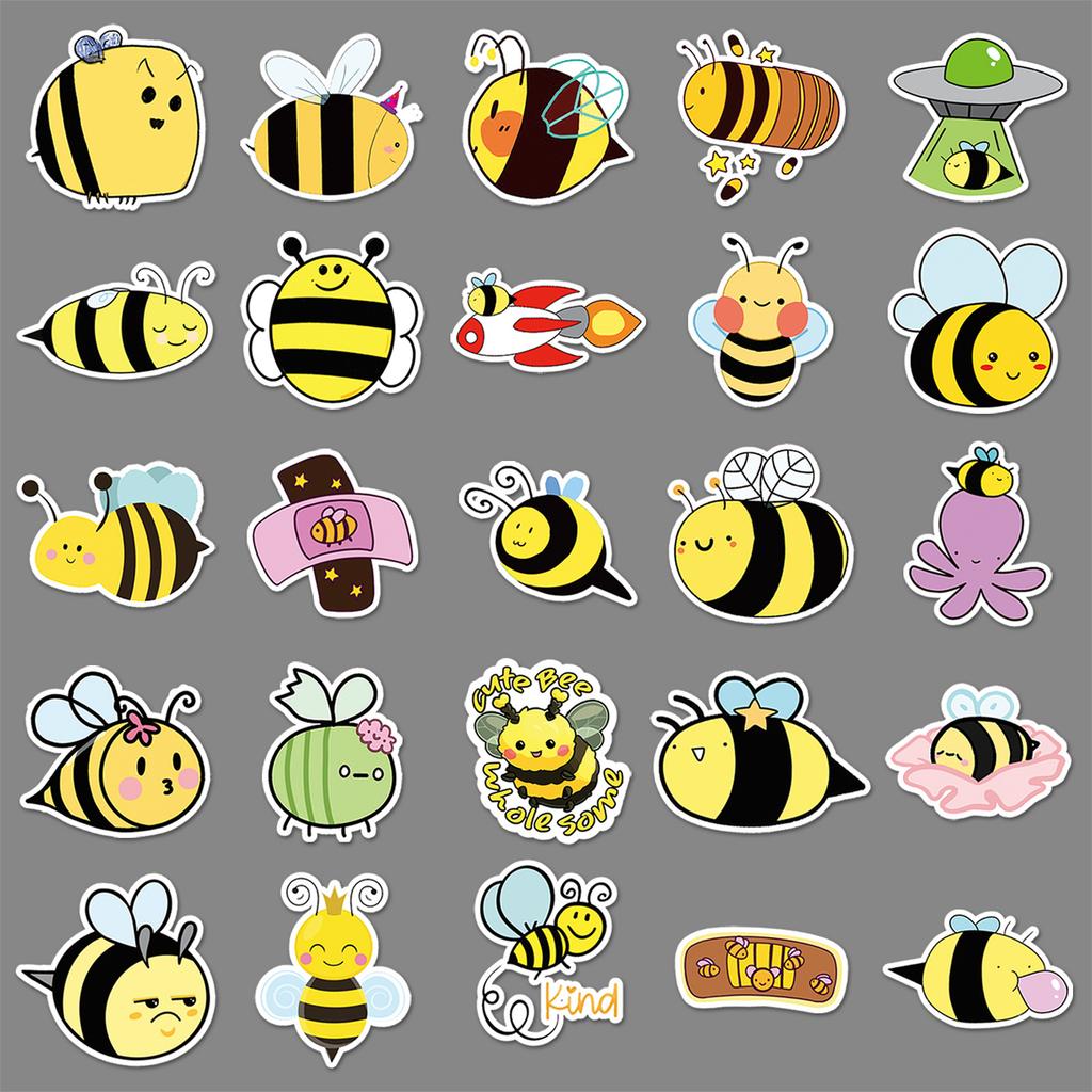 51 Cute Cartoon Little Bee Ins Style Creative Graffiti Scooter Motorcycle Car Refrigerator Decoration Stickers