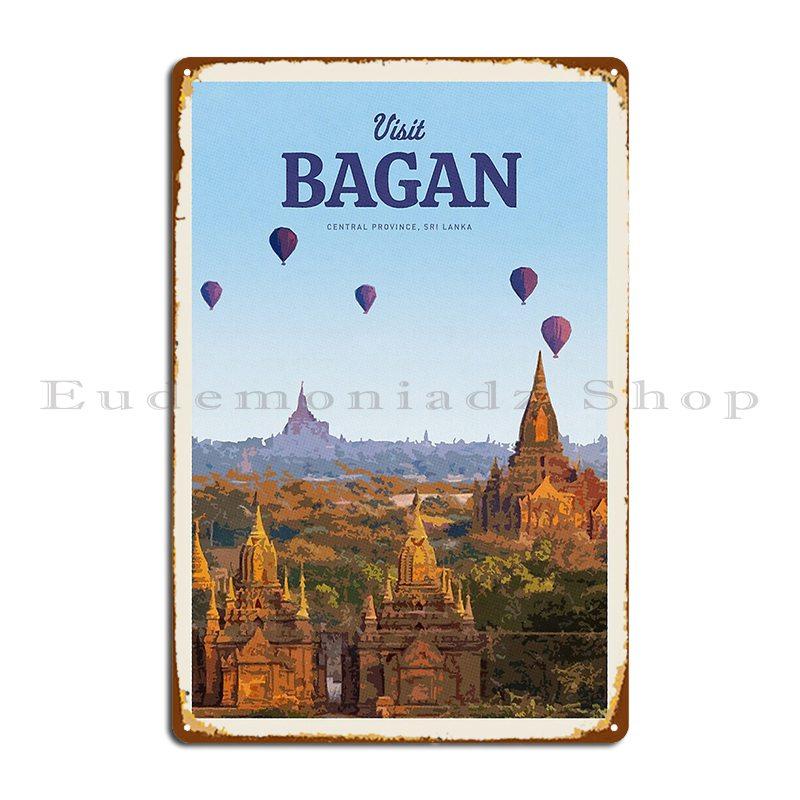 Visit Bagan Metal Plaque Cinema Customized Decoration Retro Club Tin Sign Poster 20X30CM