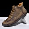 Men's Plus Size Hand-Stitched Leather Fashion Boots - Comfortable Outdoor Casual Loafers by Dr. Martens Street Trend