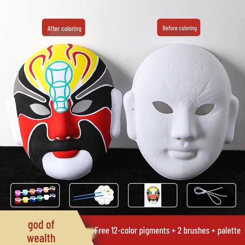 Kit de Pintura Facial de Ópera de Pekín Hecho a Mano para Manualidades de Máscaras para Padres e Hijos
