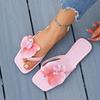 Women Slippers Summer Flip Flops Square Toe Flat Sandals Outdoor Casual Slippers Fashion Flowers Shoes Ladies Slides