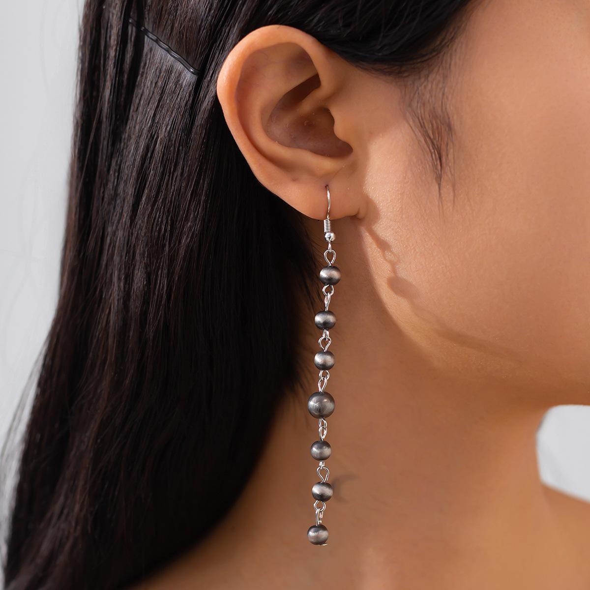 

Серьги-украшения для ушей простые круглые бусины геометрические серьги с бахромой персонализированные ретро серьги-кольца с имитацией бирюзы