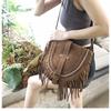 Tassel Bag Brown Retro Western Denim Bag Niche Ethnic Bohemian Messenger Bag Women's Trendy Shoulder Bag