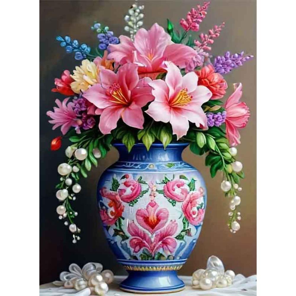 5D Diamond Painting, Peony Flower Sticker Diamond Cross Stitch Decorative Painting