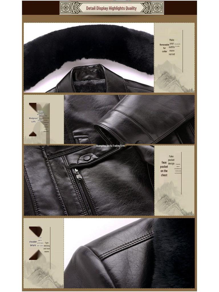 Men's Warm Leather Jacket for Middle-aged & Elderly 