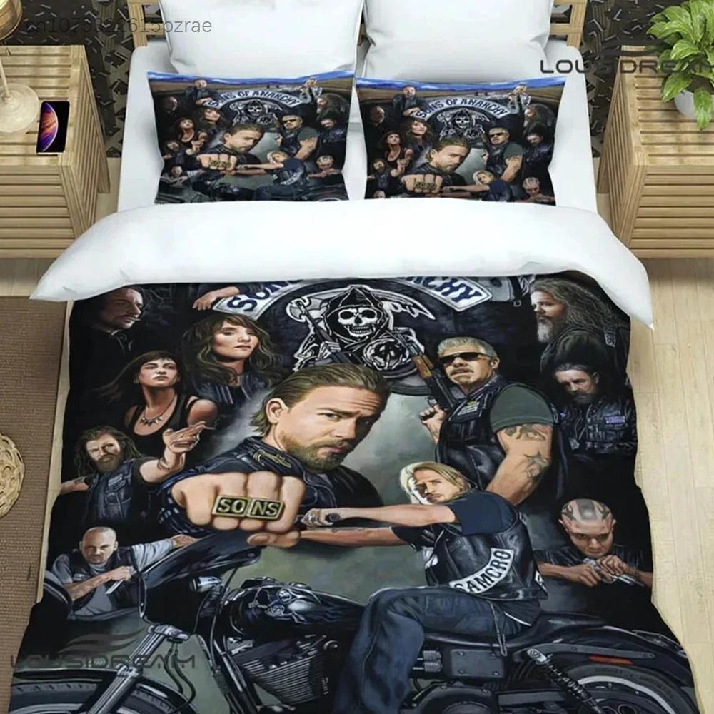 Sons Of Anarchy Retro Bedding Set For Bedroom Soft Modern Bedspreads Comefortable Kids Duvet Cover Quilt Cover And Pillowcase