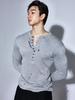 HENTLE Lyocell Slim Henley Neck T-Shirt (Melange Grey)