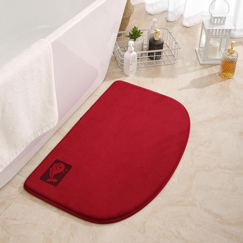Inyahome Light Blue Cute Bathroom Mat Half Round Memory Foam Floor Rugs  Non-Slip Highly Absorbent Inside Funny Entryway Carpet