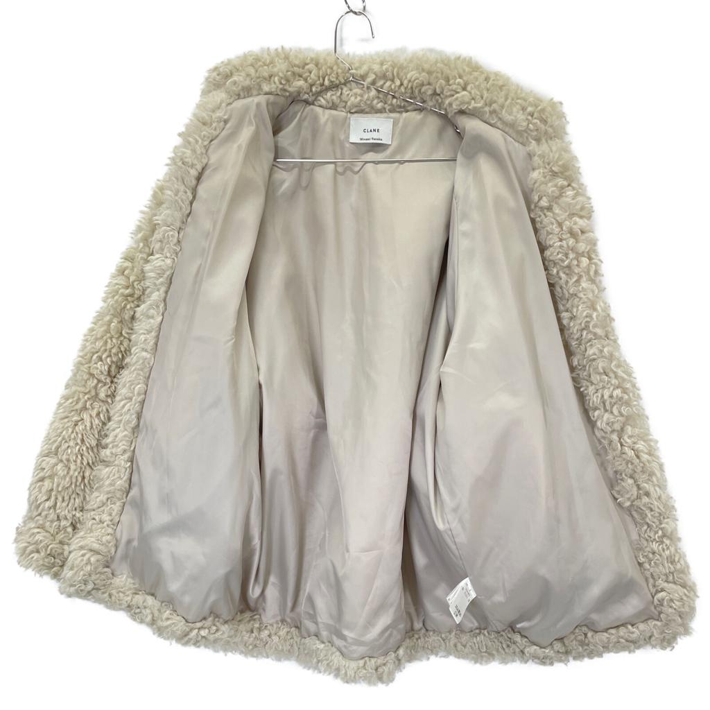 CLANE [xMINAMI TANAKA] 13104-0612 22AW Ivory CURL FUR SHORT COAT Jacket 2 IvoryUsed