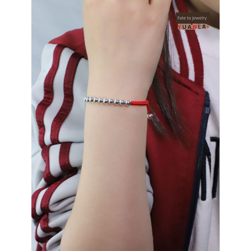 2024 Fashion Ornament 999 Sterling Silver Red Rope Male and Female Baby Year of Fate Bracelet Carrying Strap Perfect Adjustable