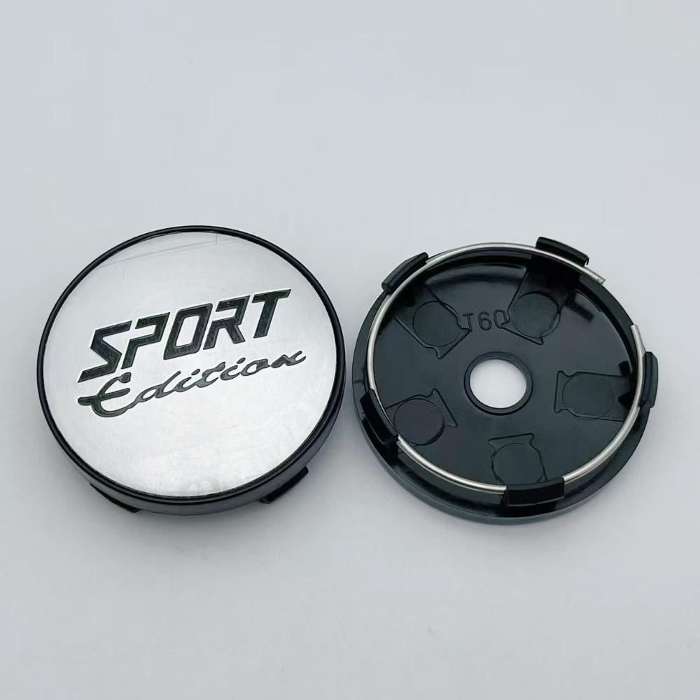4pcs 60MM Sport Logo Emblem Car Wheel Center Caps Car Accessories for Wheel Hub Centre Cover Auto Rim Hubcaps Black/Silver Cap