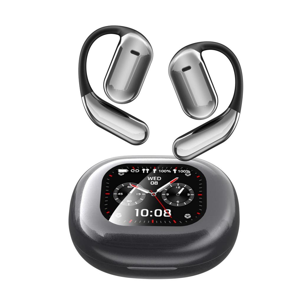 AI Smart Flip Earbuds with LCD Screen - Wireless Neckband with Long Battery Life and High Sound Quality