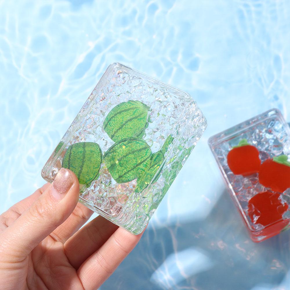 Rectangular Fruit Sand Ornament Transparent Oil Flowing Sand Ornament Acrylic Ornament Home Decor