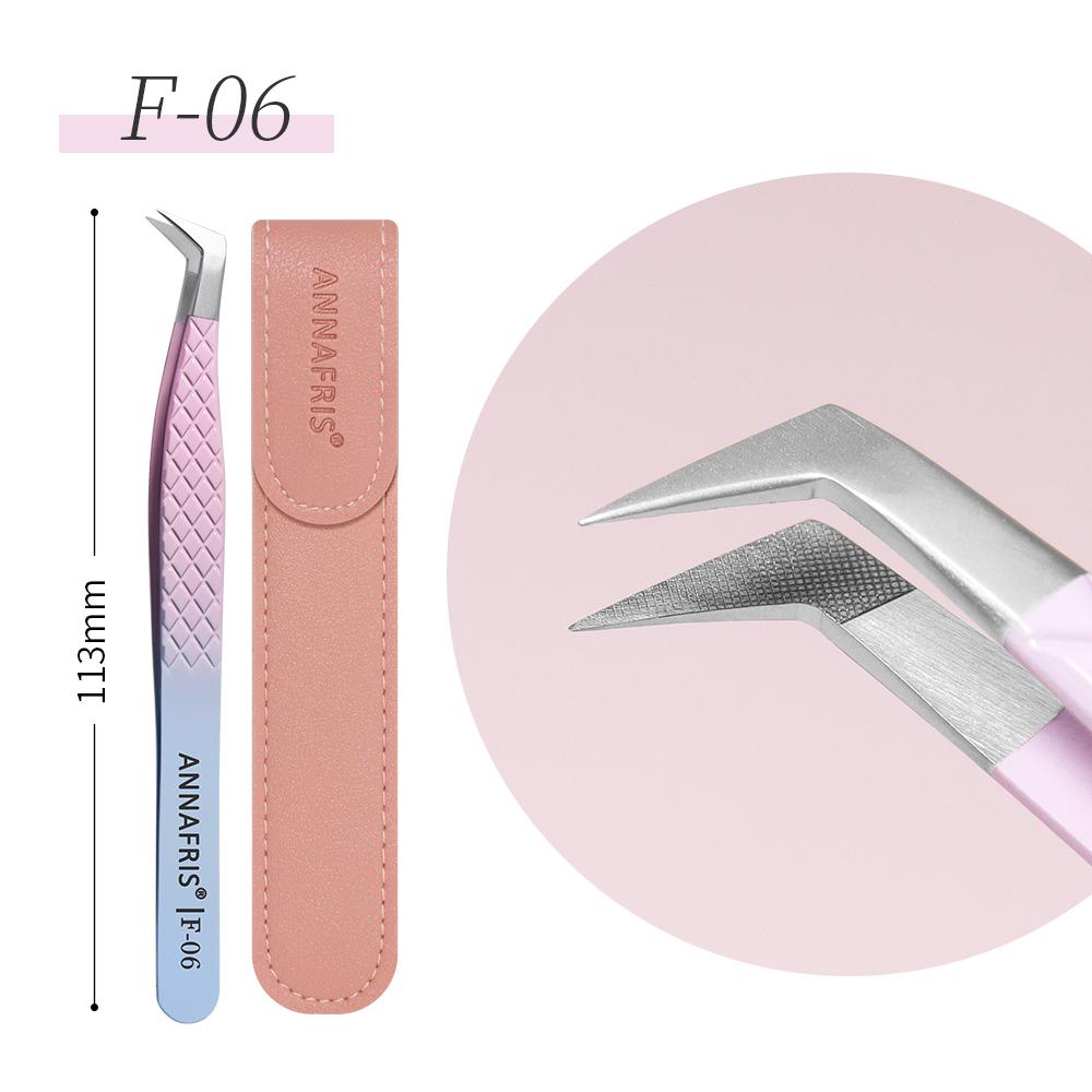 ANNAFRIS Fiber Tip Lash Tweezers Stainless Steel Eyelash Extension Tweezers Precise Fiber Anti-slip Tweezer Makeup Tools