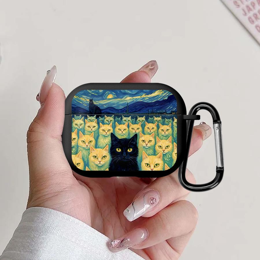 Van Gogh Cat Fashion Earphone Cases Cover Case For Airpods 3 Pro3 4 2 Pro 1 Pro2