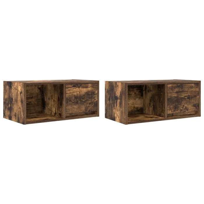 VidaXL TV Furniture 2 Pcs Smoked Oak 60x31x25.5 Cm Engineered Wood, TV Bench, Hi-fi Unit, Entertainment Center, Sideboard 861445