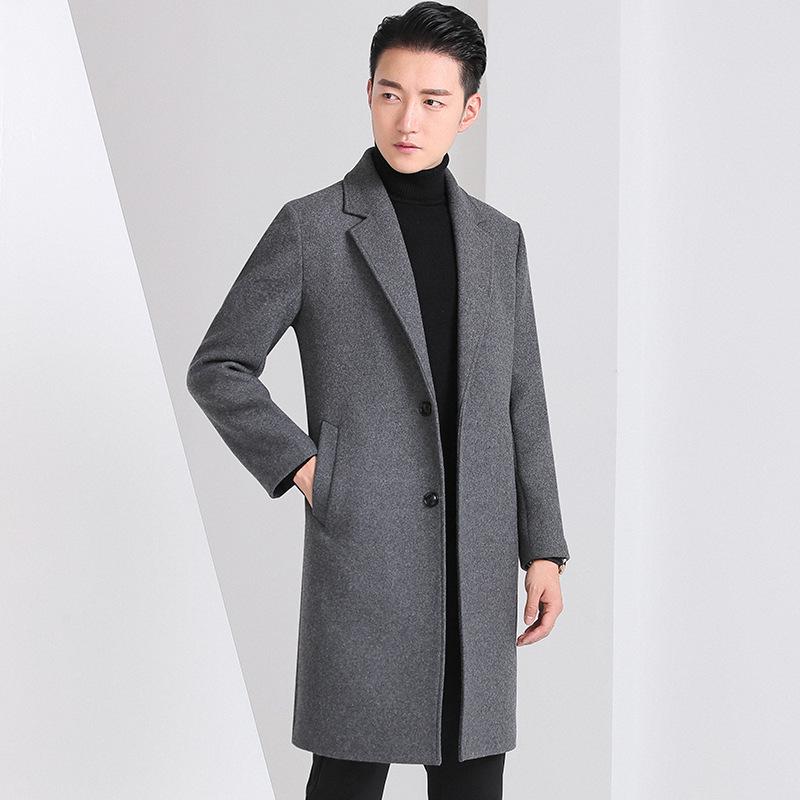 

Men s Slim Fit Mid-Length Woolen Coat - Autumn/Winter Korean Style Extra Large сірий колір