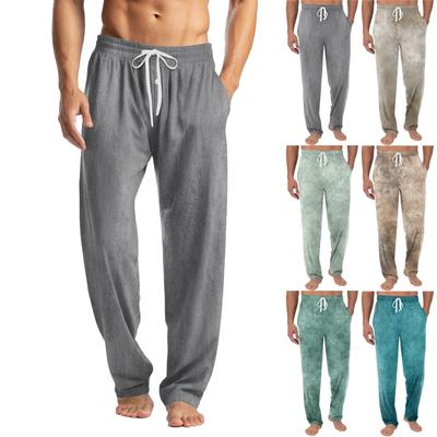 Men's Knitted Fashion Print Pocket Casual Pants Pajama Pants