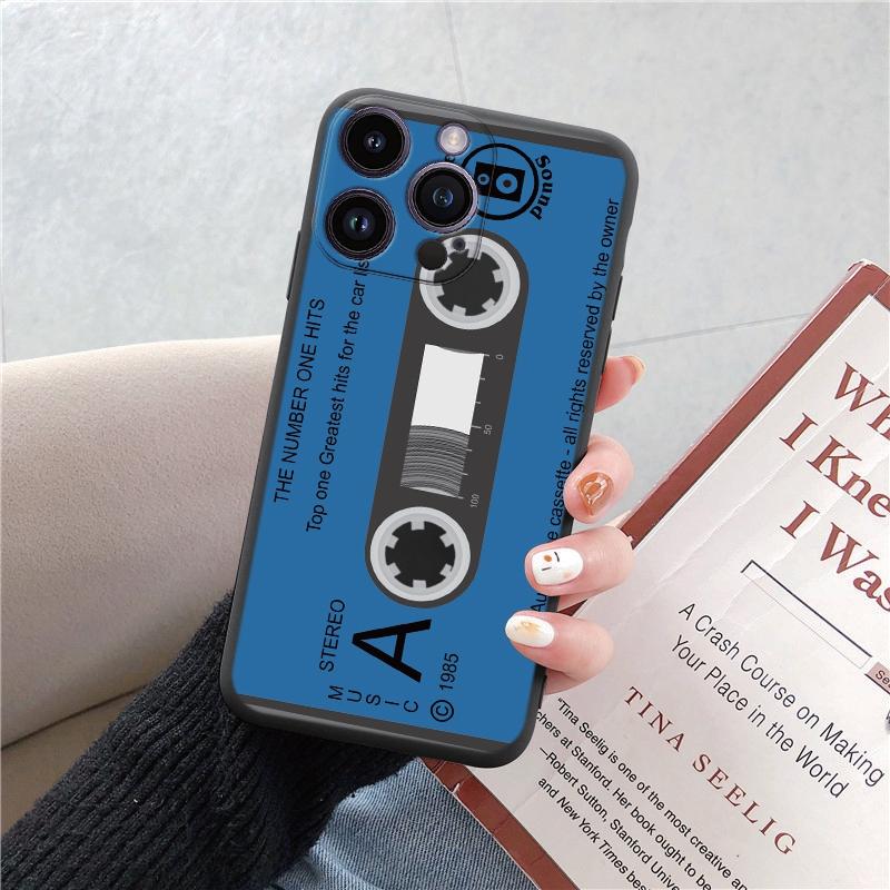 Módní, vtipná, měkká pouzdra na telefon s retro vzorem pro iPhone 15 Pro 6 14 XS 13 Max XR 12 Mini 7 Plus X SE 8 11 TPU nárazuvzdorný černý kryt