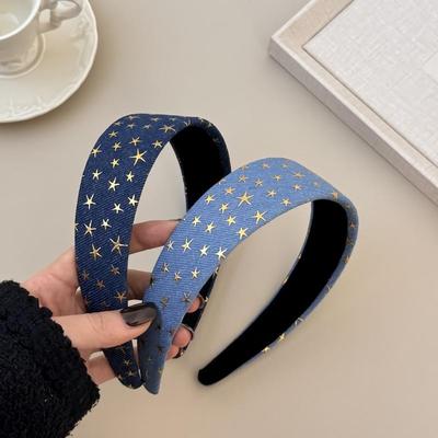 Damen Star Star Denim Breites Haarband Stirnband