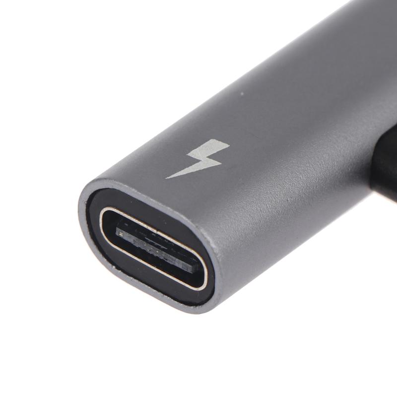 Type-C Dual 2-in-1 Audio Charger Adapter Listen To Songs Charge Simultaneously For Android USB C Phones Office
