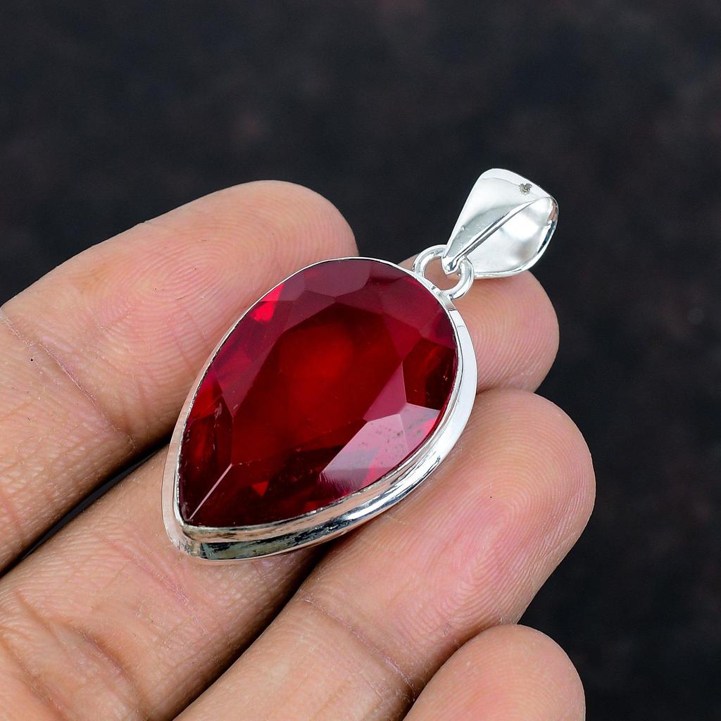 Faceted Mozambique Garnet Pendant 925 Sterling Silver Pendant Handmade Gemstone Pendant Antique Jewelry Birthstone Pendant Engagement Gifts