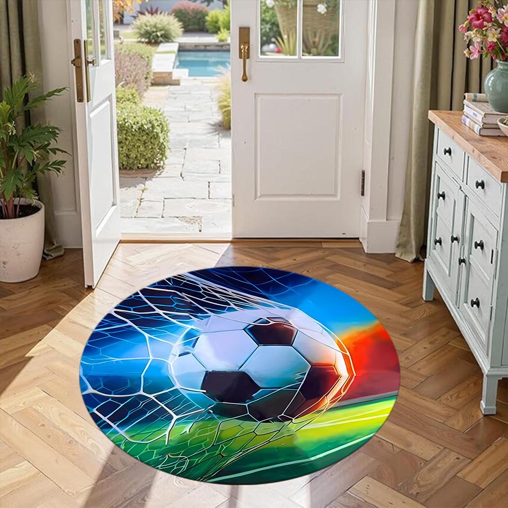 Football Round Floor Mat Perfect for Decorate room Outdoor Foyer Balcony Antislip Round Carpet Decorate Offices