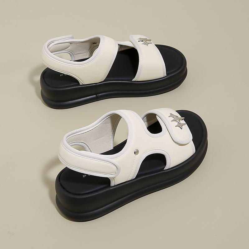 CRLAYDK Women's Sandals Adjustable Strap Hook&Loop Shoes Comfort Platform Summer Walking Casual Outdoor Beach Dressy Slippers