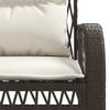4 Piece Garden Sofa Set with Cushions Brown Poly Rattan
