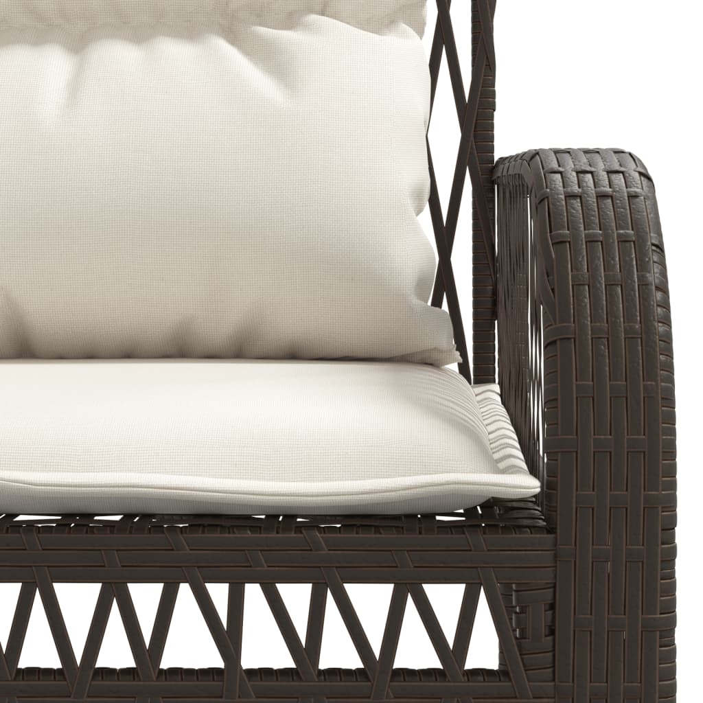 4 Piece Garden Sofa Set with Cushions Brown Poly Rattan
