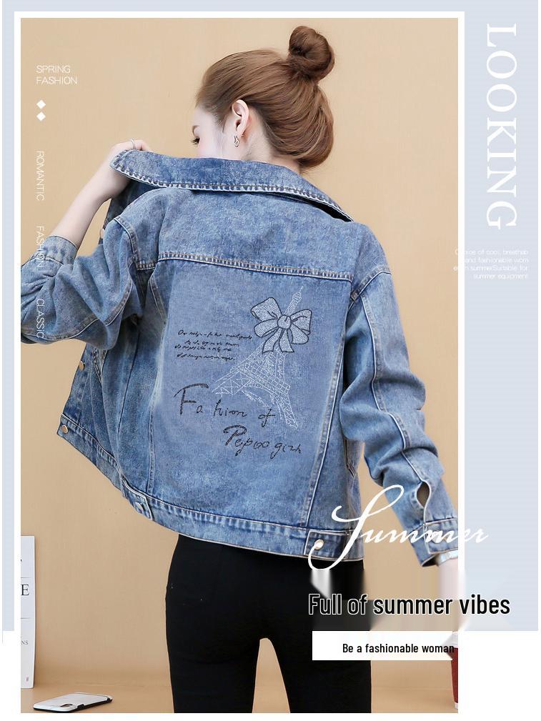 Chaqueta de mezclilla holgada estilo coreano para mujer talla grande, Otoño 2026