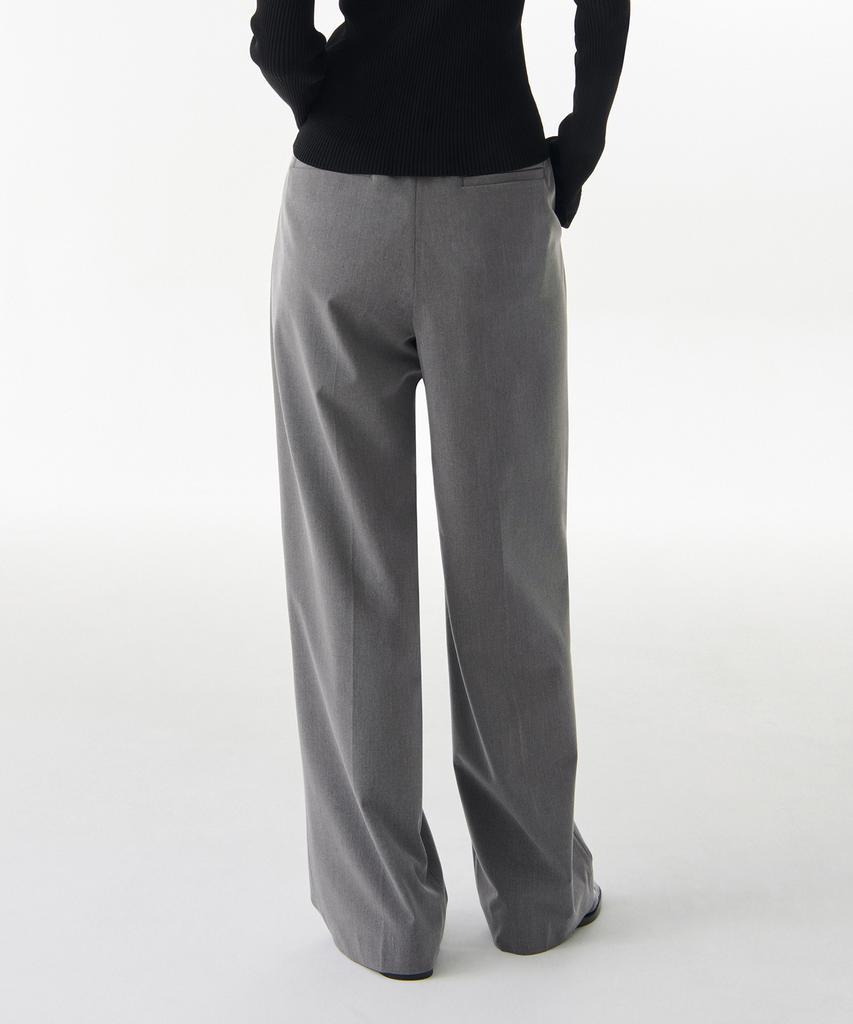 MUSINSA STANDARD WOMAN Women'S Low Waist Deep Tuck Wide Hidden Banding Slacks [Melange Gray]