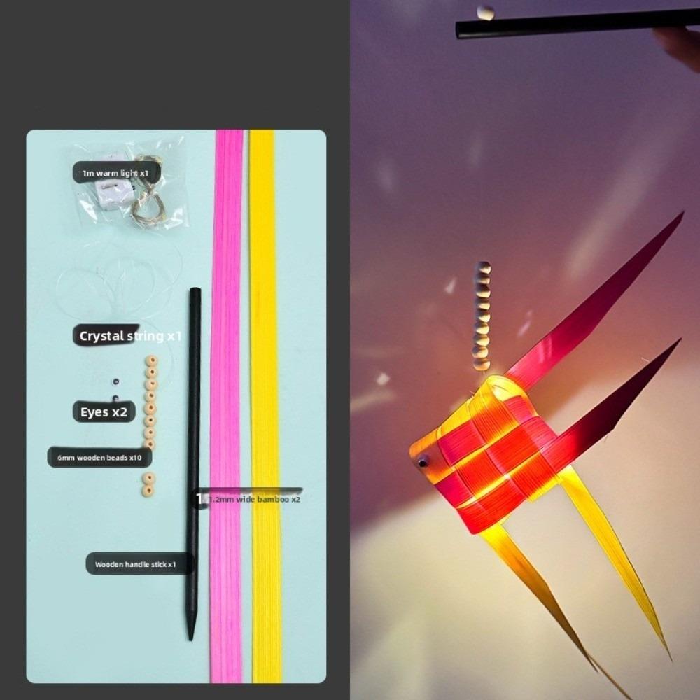 Hand-Woven Portable Koi Lantern Crafts Mid-autumn Festival LED Light Room Decorations