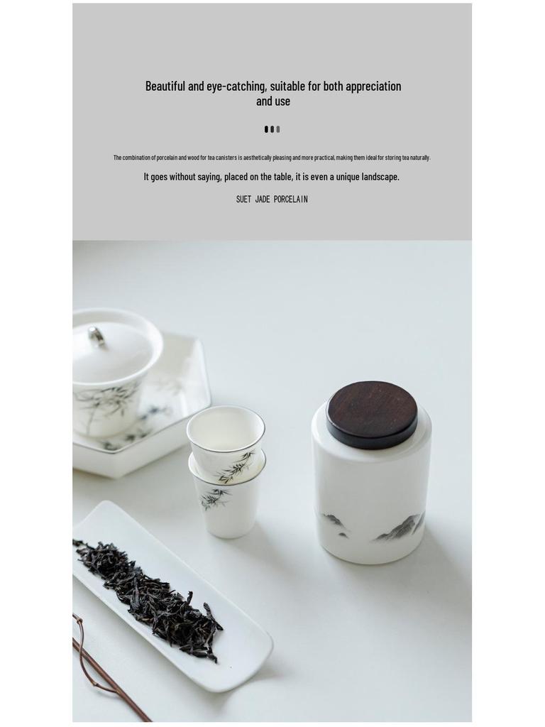 Moisture-Proof Jade White Porcelain Tea Caddy - High-Grade Sealed Ceramic Storage Jar with Custom Logo