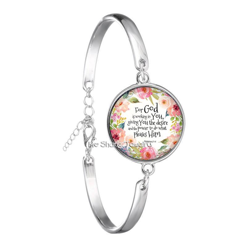 Neues Mode-Bibelvers-Armband Handgefertigtes Glasarmband Schriftzitat Schmuck Christliches Geschenk für Frauen Männer
