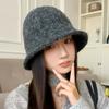 Pălărie tip bucket tricotată pentru femei, stil coreean, amestec de lână - Călduroasă, versatilă, potrivită pentru cap mare, pentru toamnă/iarnă