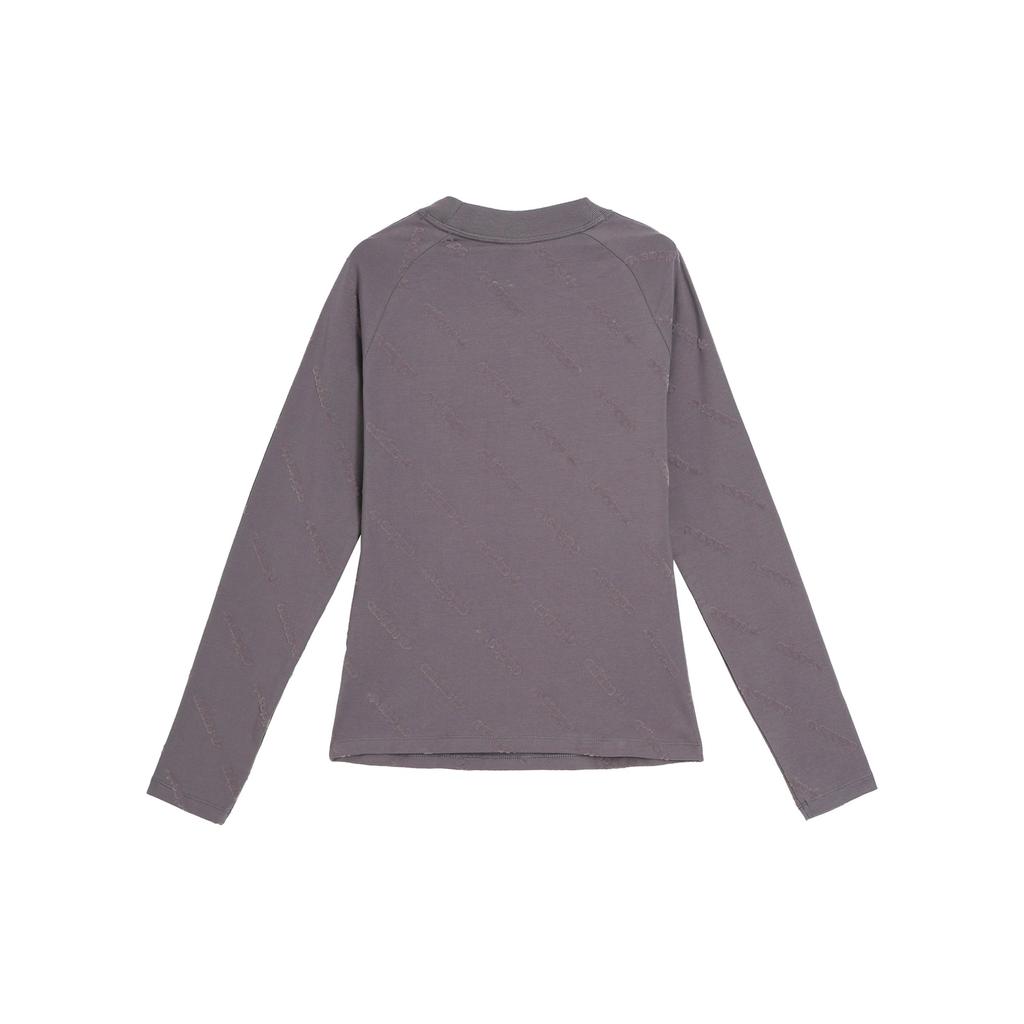 adidas Originals Langarm Oberteil Buchstaben Druck Gestreift Sport Raglan Slim Fit T-Shirt Damen Oberteile Schattengrau JE8356