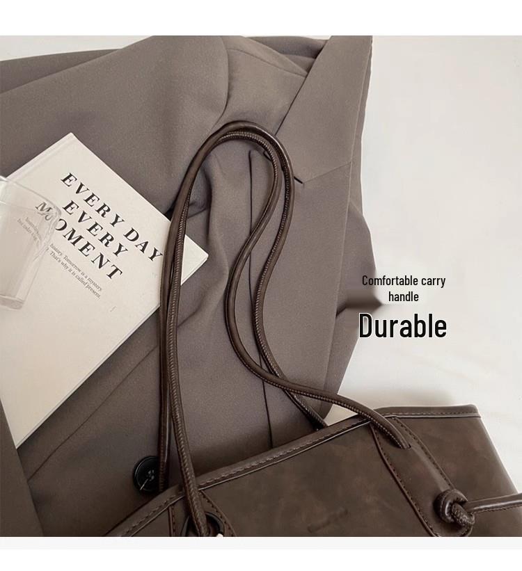 2024 Autumn/Winter Women's High-End Retro Large Capacity Shoulder Tote Handbag