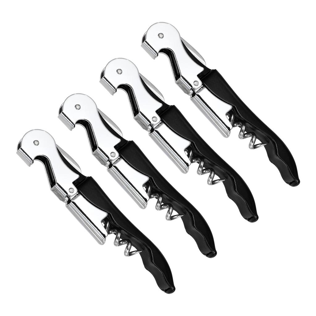 2/4 Stück Professioneller Kellnerkorkenzieher Edelstahl-Weinschlüssel mit ergonomischem Holzgriff Bierflaschenöffner und Folienabschneider