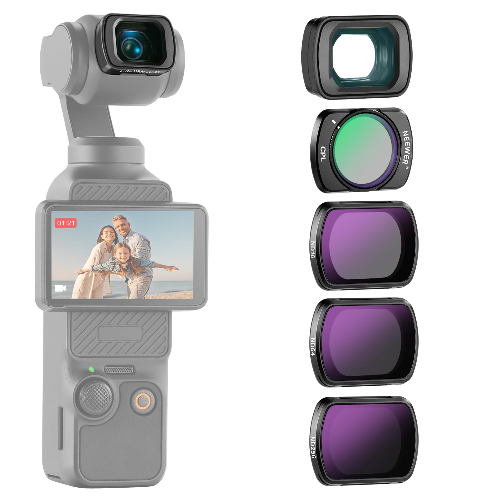 

Neewer ND Filter Set Lens Compatible with DJI Osmo Pocket 3 Creator CPL Filters with Screen Circular Neutral Density Filter (4 pieces) & 0.75X