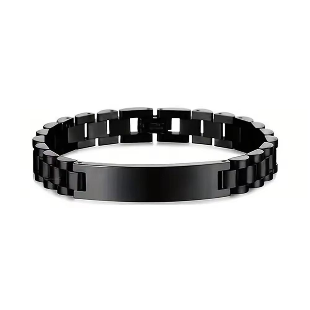 Hot Sale Men Stainless Steel Watch Strap Bracelet Adjustable Custom ID Engraved Bracelet Jewelry Gift