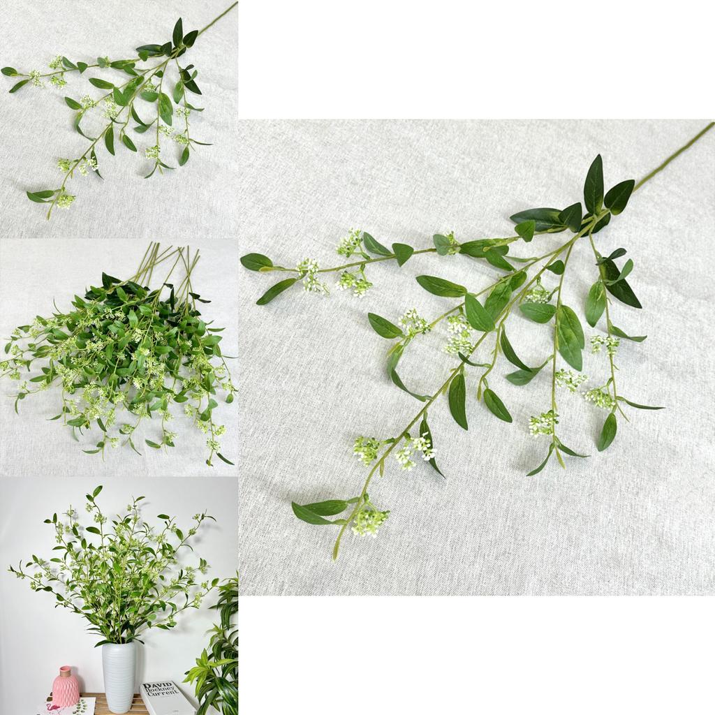 Wedding Celebration Artificial Wintergreen Leaves With Pearl Accents For Photography And Gifts