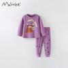 Children's Cartoon Cotton Pajamas Spring and Autumn Long Sleeve Baby Homewear Set Little Girl Heattech Long Johns Two-piece Set
