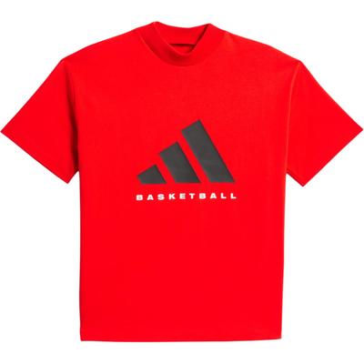adidas Basketball FW24 Die 2025 Kollektion Kapitel 01 Logo Design Bequemes Sport Kurzarm T-Shirt Unisex Oberteile Rot JE3763