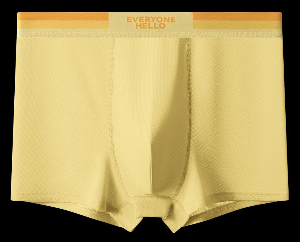 Summer Cool Solid Color Shorts Breathable Four Corners Thin Men's Underwear Ice Silk Flat Corners