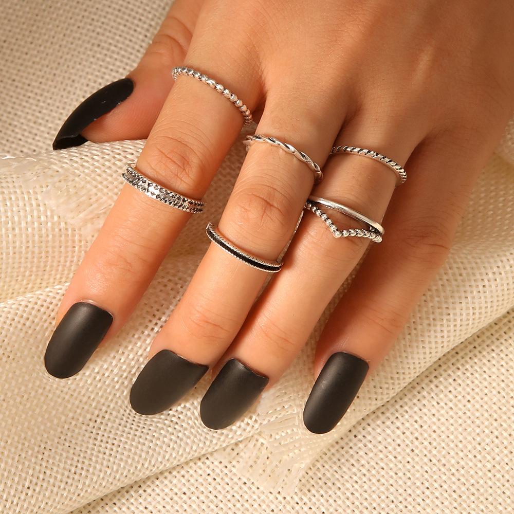 Wind Simple Plain Ring, Personalized And Creative Cold Wind 6-Piece Ring Ring Ring